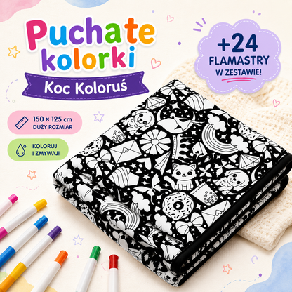 Koc Koloruś™- Kreatywny Kolorowanka (Koc+Flamastry)
